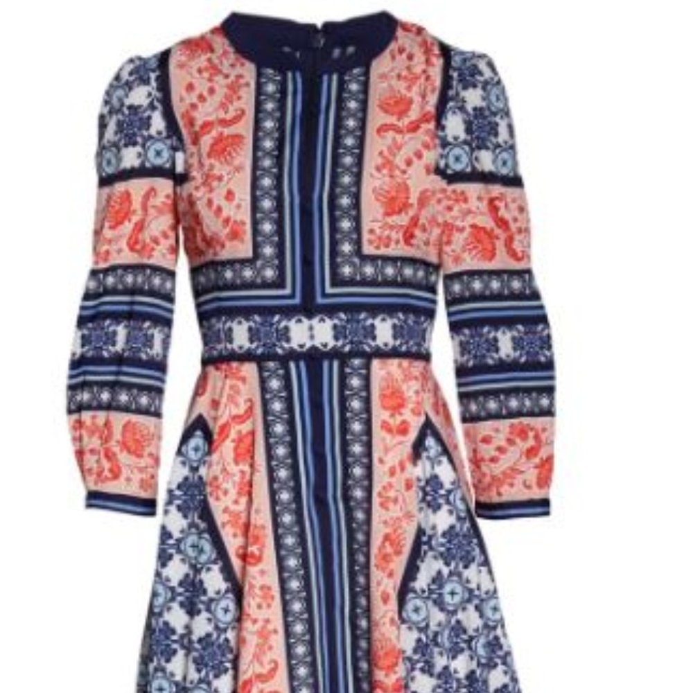 Eliza J Asymmetrical Dress - Red, Blue, White